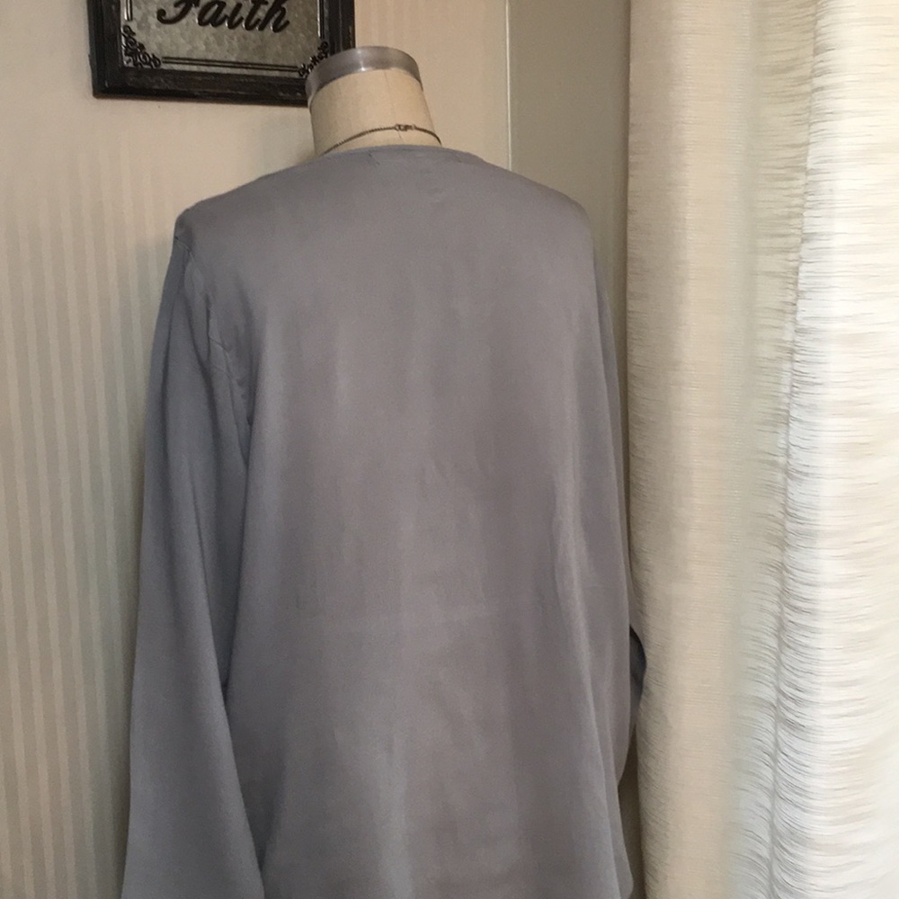 Soft Blue Green Wrap Top - Picture 7 of 8
